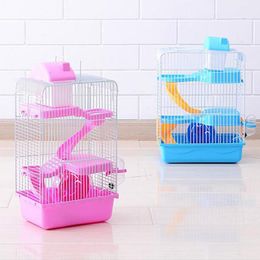 Cages 3storey Pet Hamster Cage Luxury House Portable Mice Home Habitat Decoration