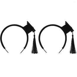 Bandanas 2pcs Graduation Headband With Tiny Tassel Doctoral Hat Decorated Headdress Hairhoop