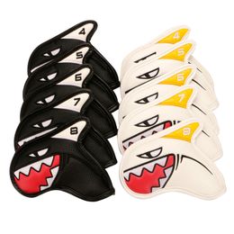 Other Golf Products 9Pcs Shark PU Golf Iron Protection Cover Golf Club Headcover Accessory Golf Club Protector Golf Sport Equipment Gear Replacement 230603