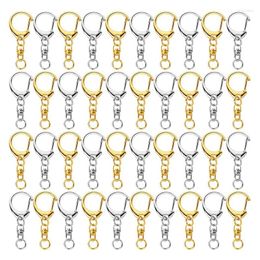 Keychains 100 Piece D Hook Keychain Hardware With Jump Rings Metal Split Key Ring Clips Chain For Craft Charm Making DIY