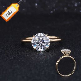 Starsgem hot sale classic style claw prongs setting with hidden halo round 2ct moissanite ring for engagement