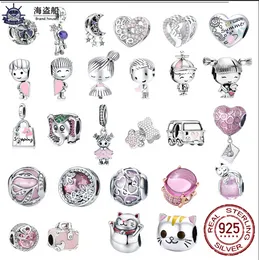 For pandora charms sterling silver beads Rose Girl Boy Pink Sparkle Spacer Clip Charm Bead