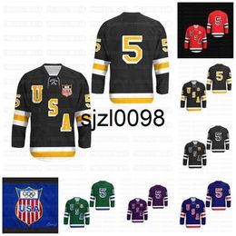 Sj98 Mens Womens Youth 1960 Herb Brooks 5 USA Hockey Jersey with Patch borizcustom Jerseys Custom Any Number Name All Stitched Fast Shipping