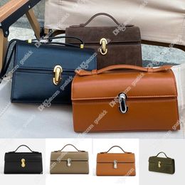 Savette Retro Single black brown Shoulder Bags slim symmetry Pochette saddle suede tote bags Lcu Suede Smooth Surface Simple Handbag