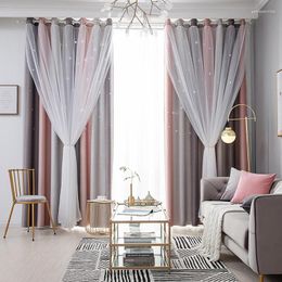Curtain Double Layer Blackout Curtains Star Cutout For Living Room Home Decor White Sheer Window Panels Babys Bedroom