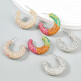 Hoop Earrings Spring Metal Rhinestone C-Shaped Heavy Stud Dinner Party Luxury Jewellery 2023 Women's Charm Accessories