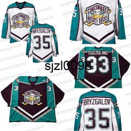 Sj98 1999-2000 Cincinnati Mighty Ducks Jersey Hockey 8 Sean Avery 33 Tony Tuzzolino 35 Iilya Bryzgalov Duck Ice Hockey Jerseys Black White S-3XL