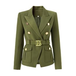 BA028 Kadın Takımları Blazers Resmi Giyim Parisstyle Retro Moda Tasarımcı Takım Ceket Aslan Çift Kırıltılı İnce Plus Boyut BC06