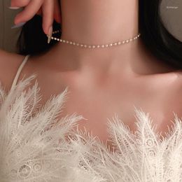 Choker Sweet Temperament Small Pearl Necklace Female Fashion Light Luxury Niche Design Clavicle Chain Retro Simple