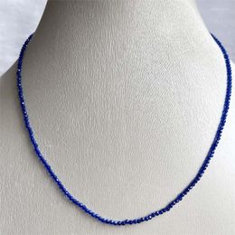 Chains 2MM Clear Blue Sapphire Spinel Necklace Faceted Shiny Jewellery Healing Power Stone 35/40/45/50/55CM Women Girl Accessories Chain