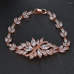 Bangle Honghong Luxury Plant Leaf-Shaped Coloured Zircon Flower Bracelet Delicate And Elegant Suitable For Wedding Blind Date Party