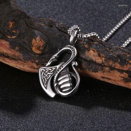 Pendant Necklaces Trendy Viking Axe Rune Talisman Necklace For Men Stainless Steel With Chain Male Neck Jewellery Gifts GL0079