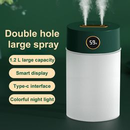 Appliances Newest 2l Double Nozzle Air Humidifier with Lcd Humidity Display Large Capacity Aroma Essential Oil Diffuser for Home, Bedroom