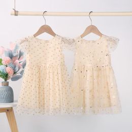 Girl Dresses Baby Dress Sequin Printing Tutu First Year Birthday Christened Performance Gown Clothing 2023 Mesh Princess