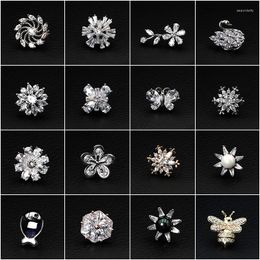 Brooches Women's Clothes Brooch Clasp Button Anti-Exposure Sewing Free Hidden Hook Clinch Shirt Accessories Pearl Rhinestone Jewelry