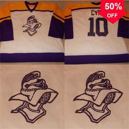 Mag Mit TG- Knights Game WornUsed High School Minnesota Hockey Jersey 100% Stitched Embroidery s Hockey Jerseys