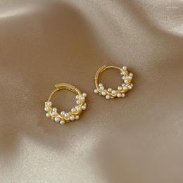 Hoop Earrings 2023 Korean Simple Temperament Circle Pearl Fashion Small Versatile Women's Jewellery Wedding Party Gift