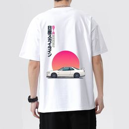 Initial D shirt 100% Cotton T-shirt Men Summer Short Sleeve Tops Japan Anime Printing Clothes Racing Car Tshirt Male