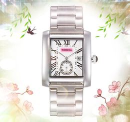 Fashion roman number square tank dial watch women men classic popular business day date quartz movement dress gift wristwatch