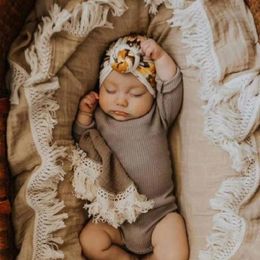 生まれつきの赤ちゃんのための綿モスリンスワドルブランケットを包む毛布タッセルを受け取る毛布ラップ幼児の子供ベビーカー眠っているキルトソフトベッドカバー230603