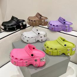 2024 Designer Women Luxury Sandals Mens Womens Slide Triple White Black Rose Pink Purple Brown Iron button Buckle Strap Men Platform Sandal Slider Casual Shoes 35-44