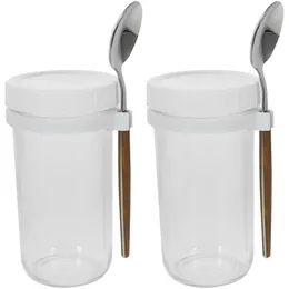 Flatware Sets Mason Cup Spoon Oat Containers Lids Jar Jars Oats Airtight Overnight Small Glass