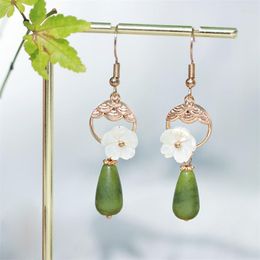 Dangle Earrings 1 Pair Chinese Style Flower Decor Ear Hooks Jewelry Hanfu Accessories Daily Jewellery Women Girl Gift