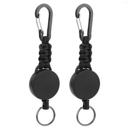 Keychains 2pcs Paracord Alloy Black Outdoor Sports For Trousers Retractable Keychain Camping Hiking Heavy Duty With Clip Belt Extendable