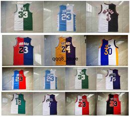 qqq8 Split Two Retro Stitched Basketball Jersey Allen Iverson Vince Carter Ja Morant Stephen Curry LARRY 33 BIRD 23 Michael Jor dan 24 Brayant Tracy Mcgrady Size S-XXL