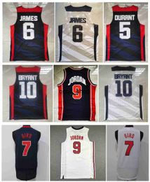 qq8 2012 Team USA 9 Michael Jor dan Basketball Jersey Bryant Kevin Durant James Larry Bird Mitchell and Ness Throwback Jerseys White BlueSize S-XXL