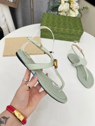Summer women's buckle sandals, casual shoes, flats, flip-flops, sandals fashion designer box 35-43