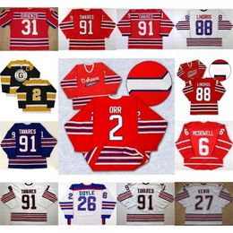 C2604 Mit Oshawa Generals Jersey 91 John Tavares 27 Kewin 2 Bobby Orr 31 Dirienzo 26 Shane Doyle 6 Jimmy McDowell 88 Eric Lindros Hockey Jersey