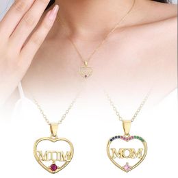 Chains Mother'S Day Gift Mom Text Pendant Copper Plated 18kgold Zircon Necklace