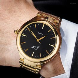 Wristwatches Reloj Hombre Men Gold Watches Stainless Steel Quartz Flameless USB Charging Lighter Relogio Masculino