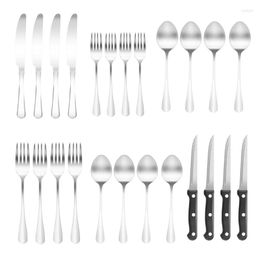 Dinnerware Sets Stainless Steel Flatware Cutlery Set Stain Finish Kitchen Utensil Tableware Spoons Forks Knives For Home El
