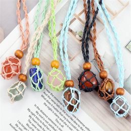 Pendant Necklaces Pack Of 2 - Macrame Crystal Holder Necklace Adjustable Empty Stone Basket Necklace(not Include The Stone) Cord Sizes