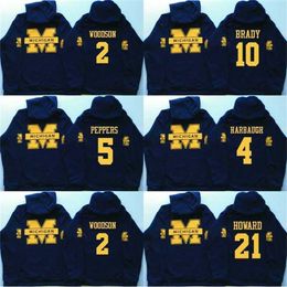 C2604 MitNess Men Michigan Wolverines Coollege Jersey 5 Jabrill Peppers 4 Jim Harbaugh 10 Brady 2 Charles Woodson 21 Howard Jerseys Hoodies Sweatshirts