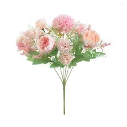 Decorative Flowers 2bunches Arrangement Realistic Artificial Flower Bouquet Party Po Props Office Fake Peony El Carnation Home Silk