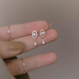 Stud Earrings Vintage Geometry Earring For Women French Style Tassel Zircon Crystal Elegant Water Drop Ear Ring Lady Party Blazed Jewellery