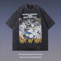 Men's Tshirts Tkpa Gangster Printed Half Sleeve Tshirt Hip Hop Old Short Tee Shirt