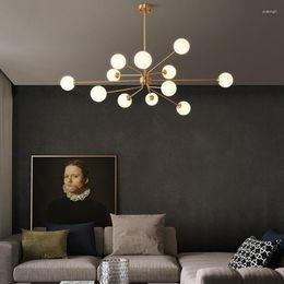 Pendant Lamps All Copper Milky White Lampshade Living Room Lamp Nordic Decorative Bedroom Ceiling Restaurant Chandelier