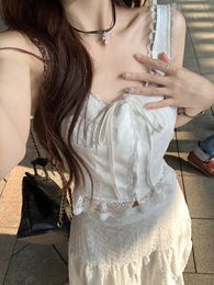 Casual Dresses 2023 Summer French Elegant 2 Piece Dress Set Women Lace-up Vintage Y2k Crop Top Blouse Korean Long Skirt Party Chic