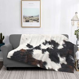 Blankets Swaddling Cowhide Detail Throw Blanket Cow Print Soft Fleece Fall Throw for Couch Cozy Flannel Blanket Bedroom Decor Gift for Kids Adults 230603
