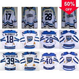 Mag MitNess 2017 AHL Springfield Falcons 18 Colin McDonald 28 Glenn Fisher Mens Womens Kids 100% Embroidery Custom Ice Hockey Jerseys Goalit Cut Hot