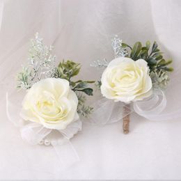 Decorative Flowers Bridesmaid Pearl Big Wrist Flower Wedding Simulation Bride Handmade Sister Group Celebration Party Supplies SW658
