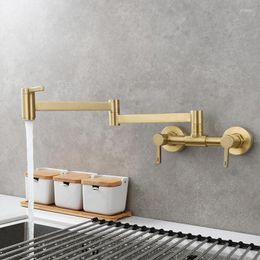 Kitchen Faucets Est Wall Mounted Brass Sink Faucet Cold Water Copper Foldable Fashion Design Ktichen Tap Gold