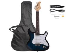 Guitarra Elétrica Azul com Estojo Cabo Alça Palhetas Escala de Jacarandá para Iniciantes Enviado dos EUA5033817