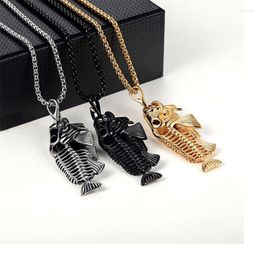 Pendant Necklaces 1pcsEuropean And American Jewellery Fishbone Necklace Exaggerated Hip-hop Antique