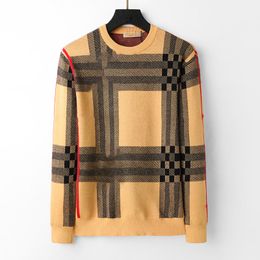 Men's Sweaters Designer Men's Sweater Black and White Yellow Coffee Knit Wool Warm Classic Plaid Stripe Brand Clothing Fashion Casual Long Sleeve Luxury Mens M-3xl