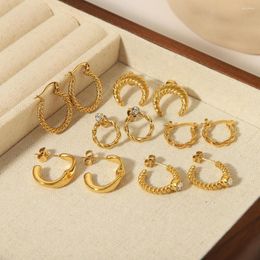 Hoop Earrings WILD & FREE PVD Gold Plated Stainless Steel For Women Trendy Simple C-Shaped Stud Earring Waterproof Jewelry